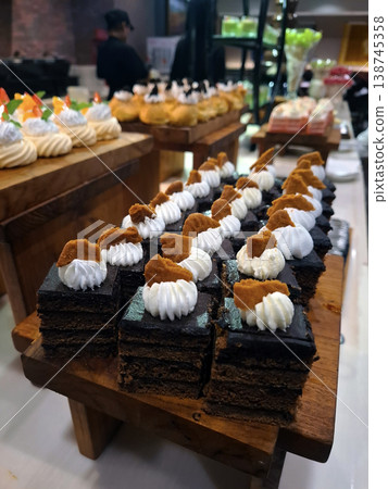 Appetizing Indulgent Chocolate Cakes Buffet Display 138745358