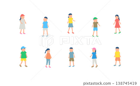 Illustration set of children spending summer 138745419
