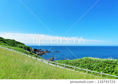 Akita Prefecture Blue sky Oga Peninsula Scenery from Toga Bay Observation Park 138745729