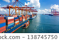 Logistic container ship at port. 138745750