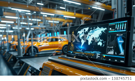 factory automotive industrial with monitoring system software. 138745751