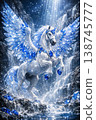 一匹藍色的、閃閃發光的飛馬 138745777