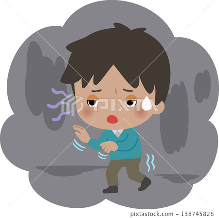 一個男人在黑暗中摸索前進。 一個男人在黑暗中摸索前進。 138745828