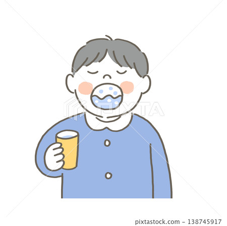 男孩漱口的插圖 男孩漱口的插圖 138745917