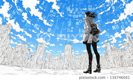 數位數據與日本女企業家 | 人工智慧/資訊科技時代的科技形象（二進位代碼） 138746081