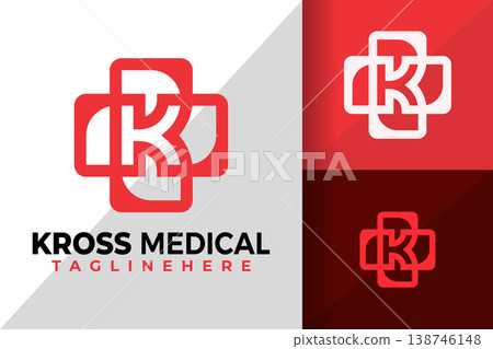 Letter K Cross Medical Logo Logos Design Element Stock Vector Illustration 138746148