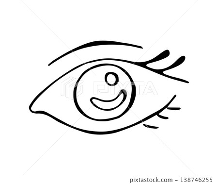 Human Eye Doodle Illustration Vision and Ophthalmology Concept 138746255
