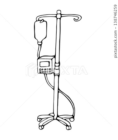 IV Drip Stand Doodle Illustration Medical Infusion Equipment 138746259