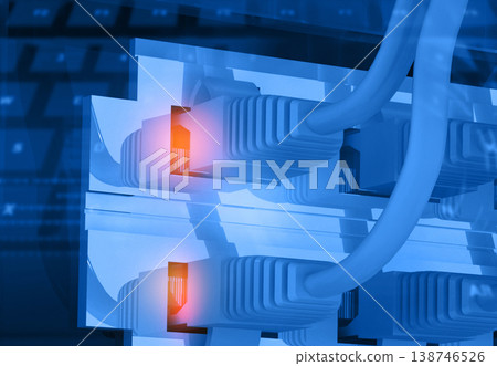 Network cables connected to switchs Network cables connected to switchs 138746526
