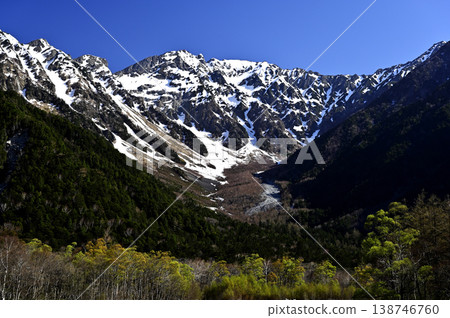 Kamikochi in May, Mount Hotaka (Photo taken in Kamikochi, on the right bank of the Azusa River, near Kappa Bridge) 138746760