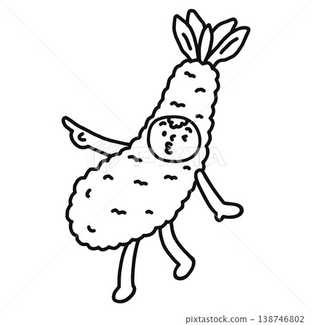 一個穿著炸蝦服裝的人（線描圖） 138746802