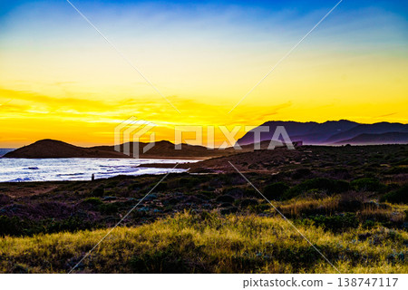 Sunset over sea, Calblanque beach, Spain 138747117