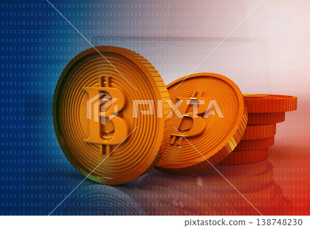 Bitcoin on digital background Bitcoin on digital background 138748230