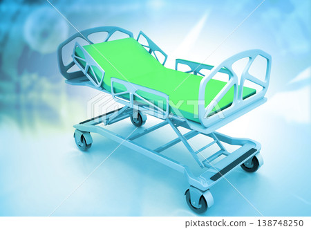 Hospital bed on medical background 138748250