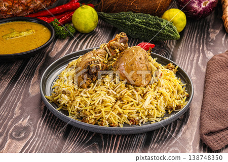 Indian chicken biryani with basmati rice Indian chicken biryani with basmati rice 138748350