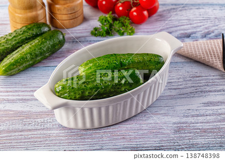 Homemade lightly salted cucumbers snack 138748398