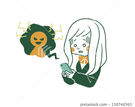 女學生擔心智慧型手機問題 - 4 種顏色 女學生擔心智慧型手機問題 - 4 種顏色 138748563