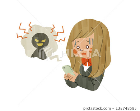 Female student worried about smartphone problems - Gash Female student worried about smartphone problems - Gash 138748583