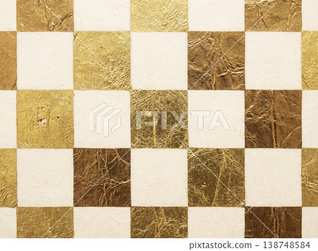 Japanese-style background material: gold leaf and checkered pattern Japanese-style background material: gold leaf and checkered pattern 138748584
