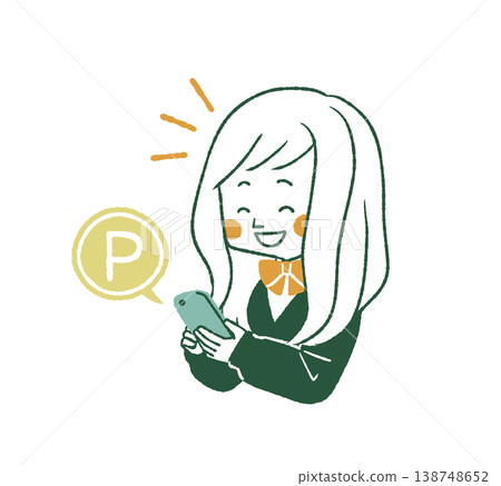 Female student checking points on her smartphone - 4 colors Female student checking points on her smartphone - 4 colors 138748652