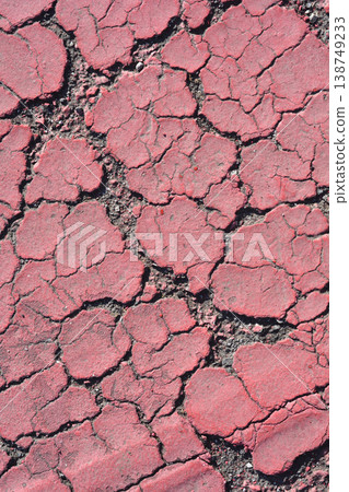 Cracked Red Paint Texture on Ground 138749233