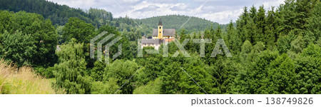 landscape with forest and church landscape with forest and church 138749826