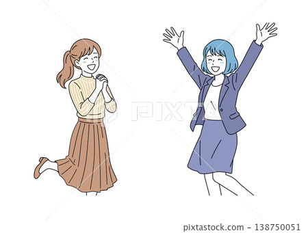 Vector illustration set of happy female business people Vector illustration set of happy female business people 138750051