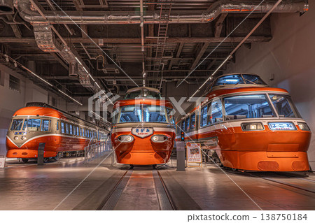 The industrial space and historical train cars at the Romancecar Museum [Ebina City, Kanagawa Prefecture] 138750184