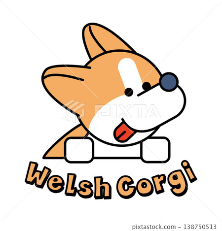 Welsh Corgi logo-style illustration, hand-drawn character material 138750513