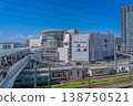 Lalaport Ebina and the pedestrian deck, with the Sagami Line trains passing by [Ebina City, Kanagawa Prefecture] 138750521