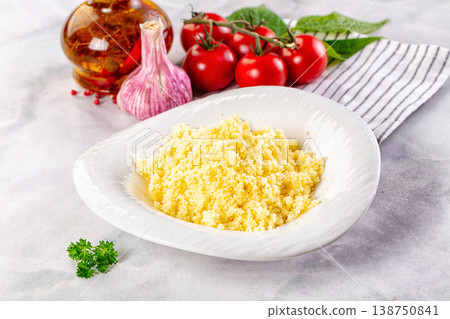 Boiled wheat couscous grain garnish 138750841