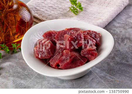 Diced raw beef meat cubes Diced raw beef meat cubes 138750990