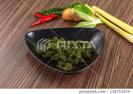Vegan sea grapes green seaweed 138751074
