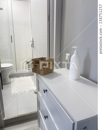 view on the white modern bathroom view on the white modern bathroom 138751257