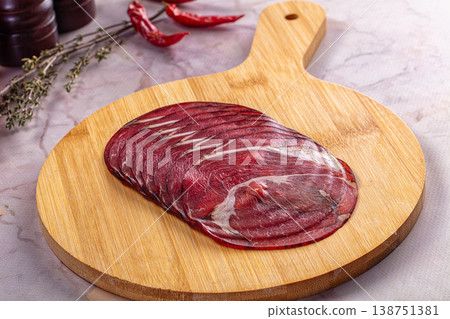 Italian sausage - affumicato crudo slices Italian sausage - affumicato crudo slices 138751381