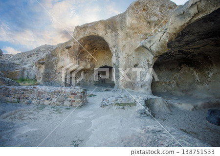 Old Uplistsikhe Cave Town-Fortress. Archaeological site featuring the ruins  138751533
