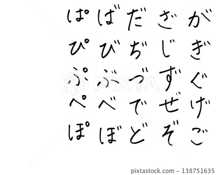 Hiragana voiced and semi-voiced consonants 138751635