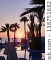 Sea beach sunset light with coconut palm tree againt blue sky summer vacation background 138751682