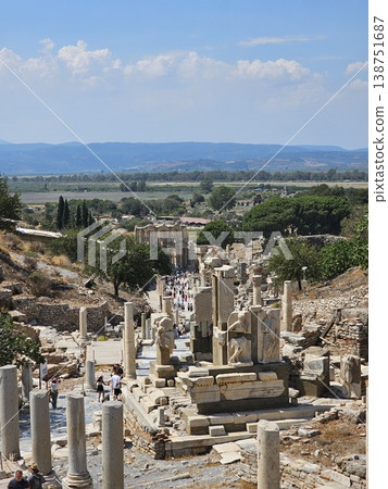 Ancient Ephesus, ruins in Turkey, ruins of the Ancient Roman and Ancient Greek empires, Selcuk, Izmir province 138751687