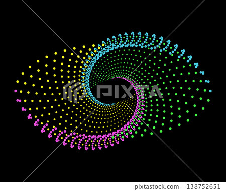 futuristic technology dotted spiral shape vector illustration, data visualization on black background futuristic technology dotted spiral shape vector illustration, data visualization on black background 138752651