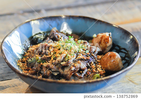dry noodles or plain noodles, Chinese noodle with meatball and beef or noodles without soup dry noodles or plain noodles, Chinese noodle with meatball and beef or noodles without soup 138752869
