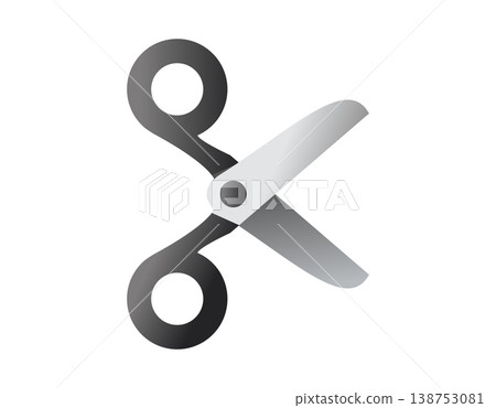Simple graphic illustration of open scissors icon with a gradient effect Simple graphic illustration of open scissors icon with a gradient effect 138753081