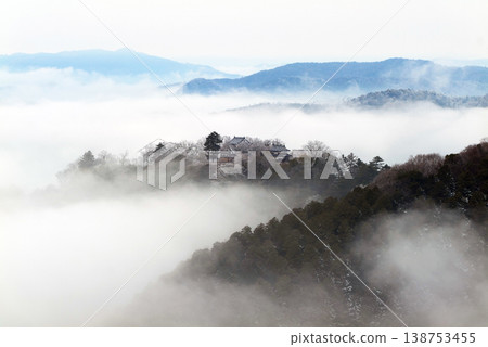Winter sea of clouds and Bitchu Matsuyama Castle (castle in the sky) 25542 138753455