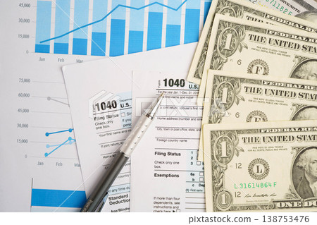 Tax form 1040 U.S. Individual Income Tax Return, business finance concept. Tax form 1040 U.S. Individual Income Tax Return, business finance concept. 138753476