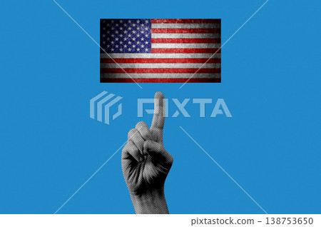 Hand Holding USA Flag for Independence Day, Creative Halftone Collage Hand Holding USA Flag for Independence Day, Creative Halftone Collage 138753650