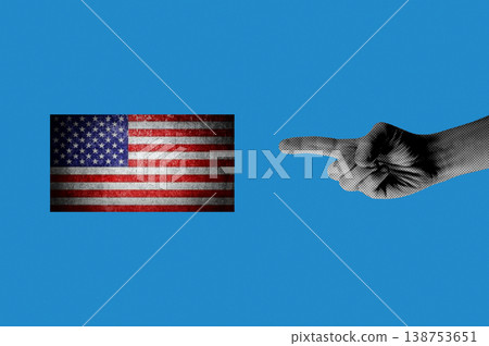 Hand Holding USA Flag for Independence Day, Creative Halftone Collage Hand Holding USA Flag for Independence Day, Creative Halftone Collage 138753651