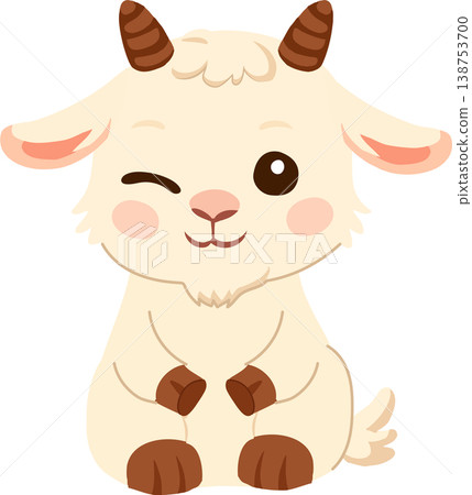 kawaii goat cute farm animal illustration adorable baby goat character smiling kawaii goat cute farm animal illustration adorable baby goat character smiling 138753700