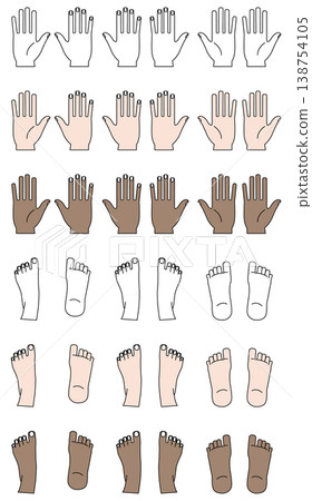 Diversity-friendly hand, foot, and body parts set for medical, cosmetic, and explanatory purposes; available in multiple colors and skin tones. Diversity-friendly hand, foot, and body parts set for medical, cosmetic, and explanatory purposes; available in multiple colors and skin tones. 138754105