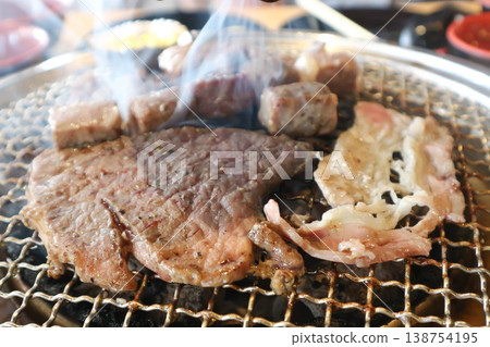 grilled pork , grilled pork in the oven or Korean barbecue grilled pork , grilled pork in the oven or Korean barbecue 138754195