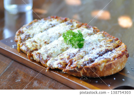 bread pizza , ham and cheese pizza or cheese pizza or Italian pizza bread pizza , ham and cheese pizza or cheese pizza or Italian pizza 138754303